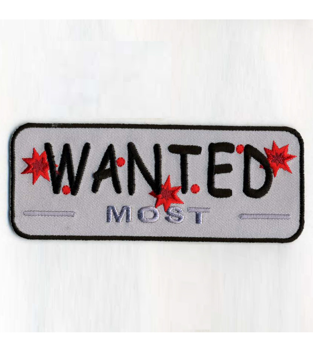 Ecusson Wanted Gris Grand modèle