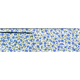 Bobine 25m biais imprimé petites fleurs fleurs bleues 20mm
