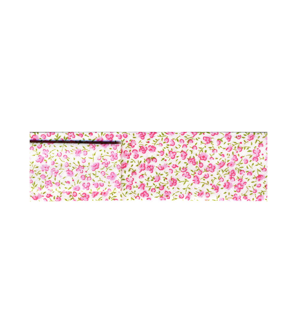 Bobina da 25 m fiorellini stampati in sbieco fiori rosa 20 mm