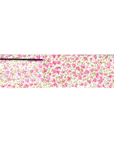 Bobina da 25 m fiorellini stampati in sbieco fiori rosa 20 mm