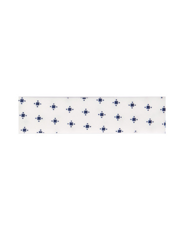 Bobine 25m biais replié fantaisie Blanc/Bleu 20mm
