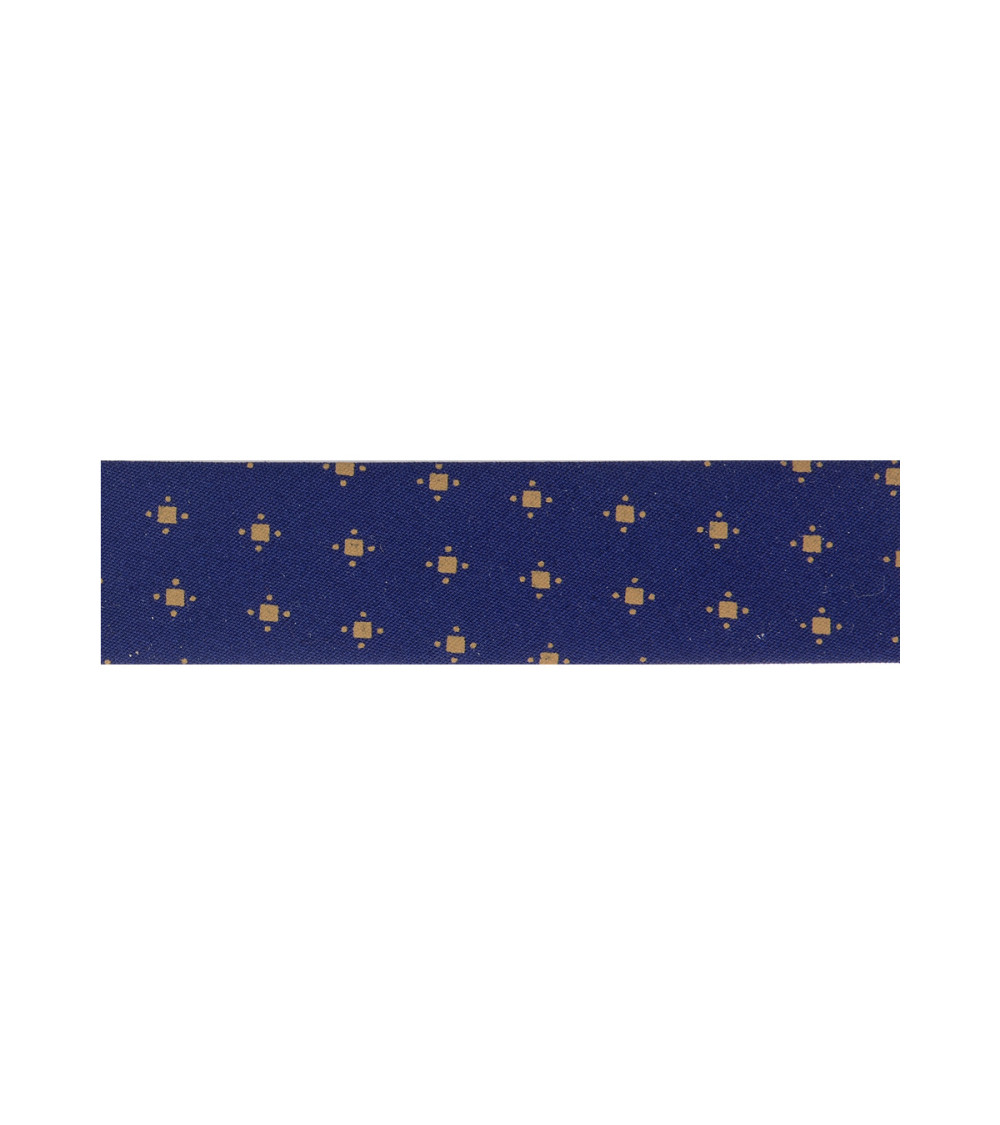 Bobina da 25 m di nastro in sbieco piegato fantasia Blu/Beige 20 mm