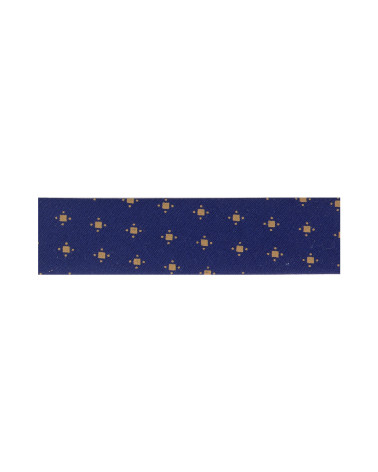 Bobine 25m biais replié fantaisie Bleu/Beige 20mm