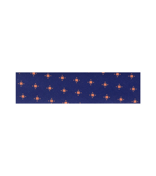 Reel 25m fancy folded bias tape Blue/Orange 20mm