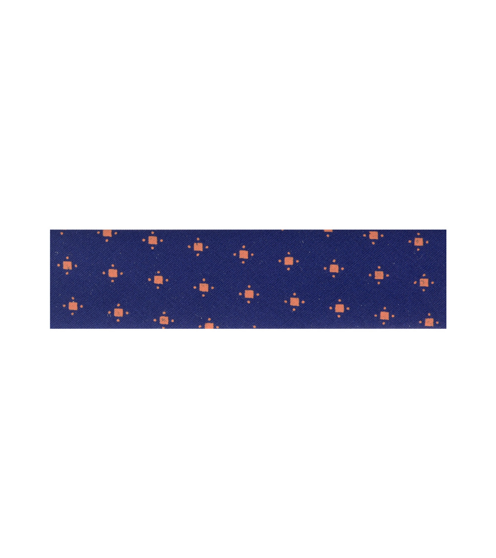 Reel 25m fancy folded bias tape Blue/Orange 20mm