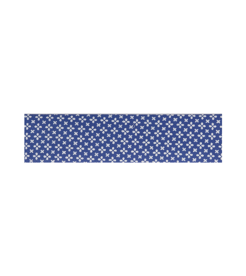 Bobina da 25 m di nastro in sbieco piegato fantasia Bianco/Blu scuro 20 mm