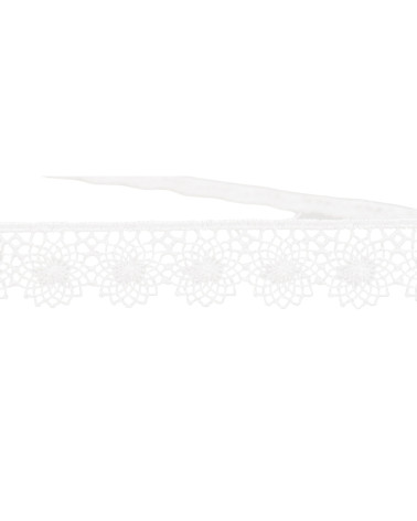Bobine 14,4m tulle brodé 16mm Blanc
