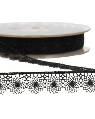 Spool 14.4m embroidered tulle 16mm Black