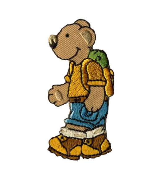 Hiker bear badge with his backpack