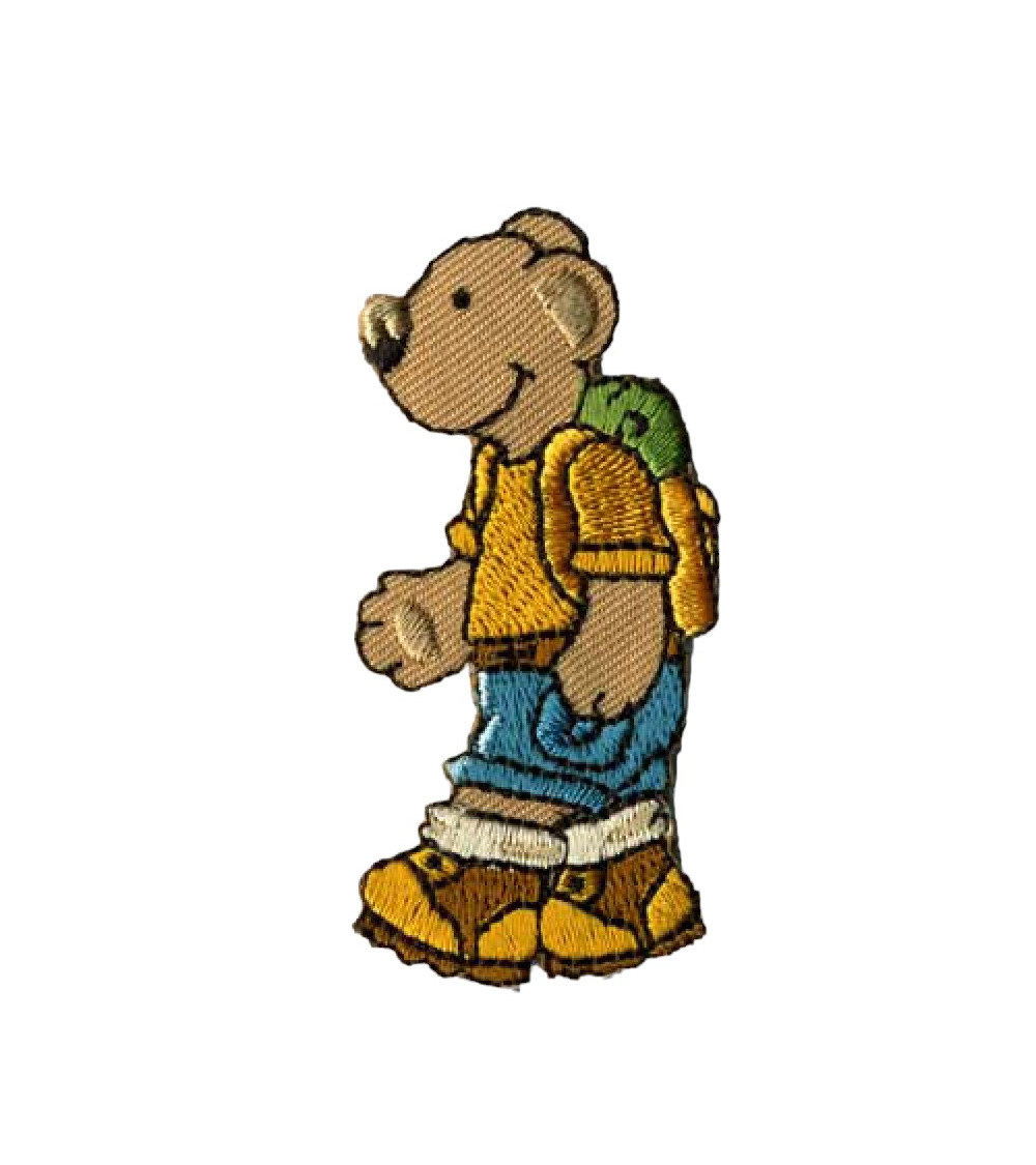 Hiking bear badge with backpack