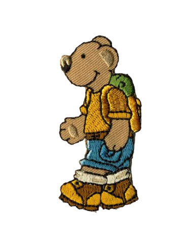 Hiker bear badge with his backpack