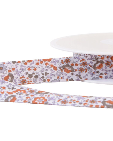 25m spool of light grey flower bias binding 20mm