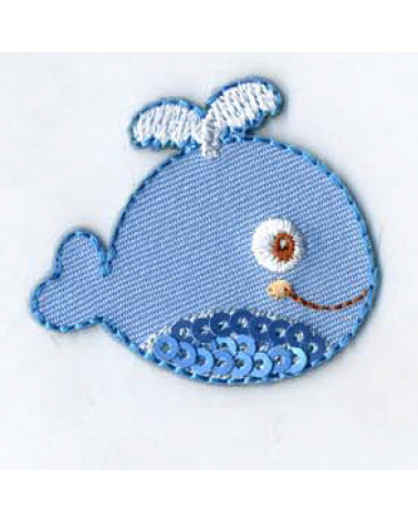 Whale iron-on patch