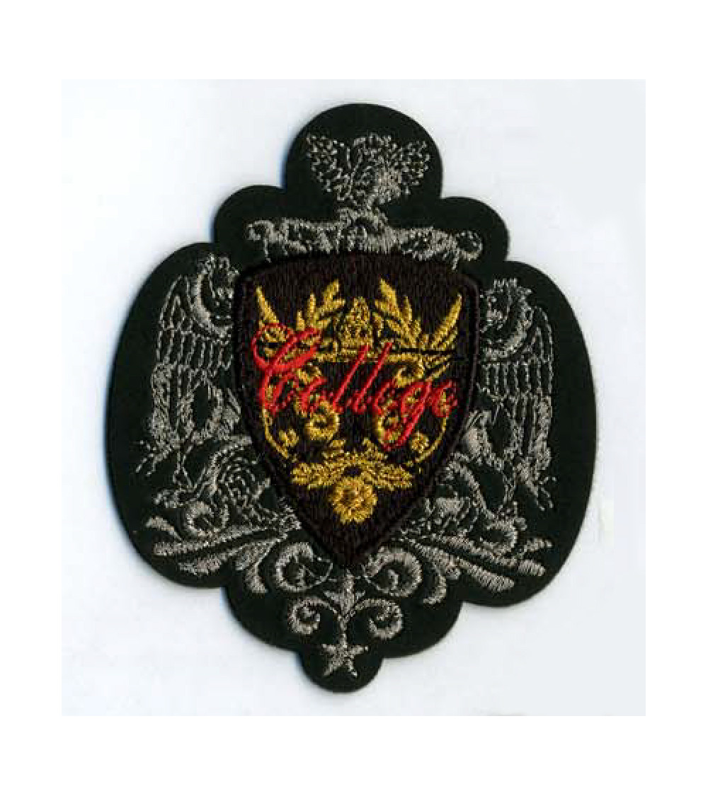 Schwarz-goldener College-Wappen-Aufnäher zum Aufbügeln
