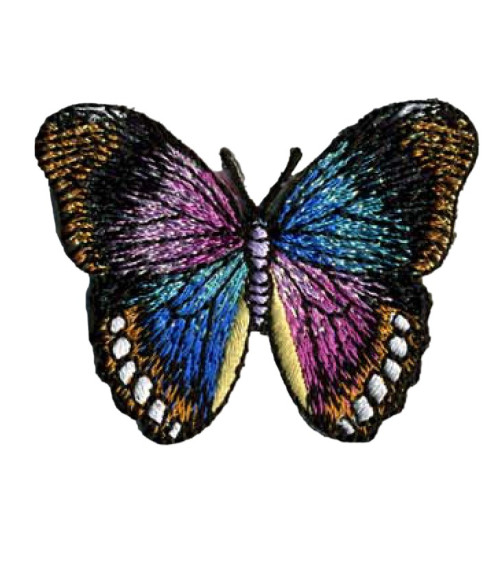 Black butterfly iron-on patch
