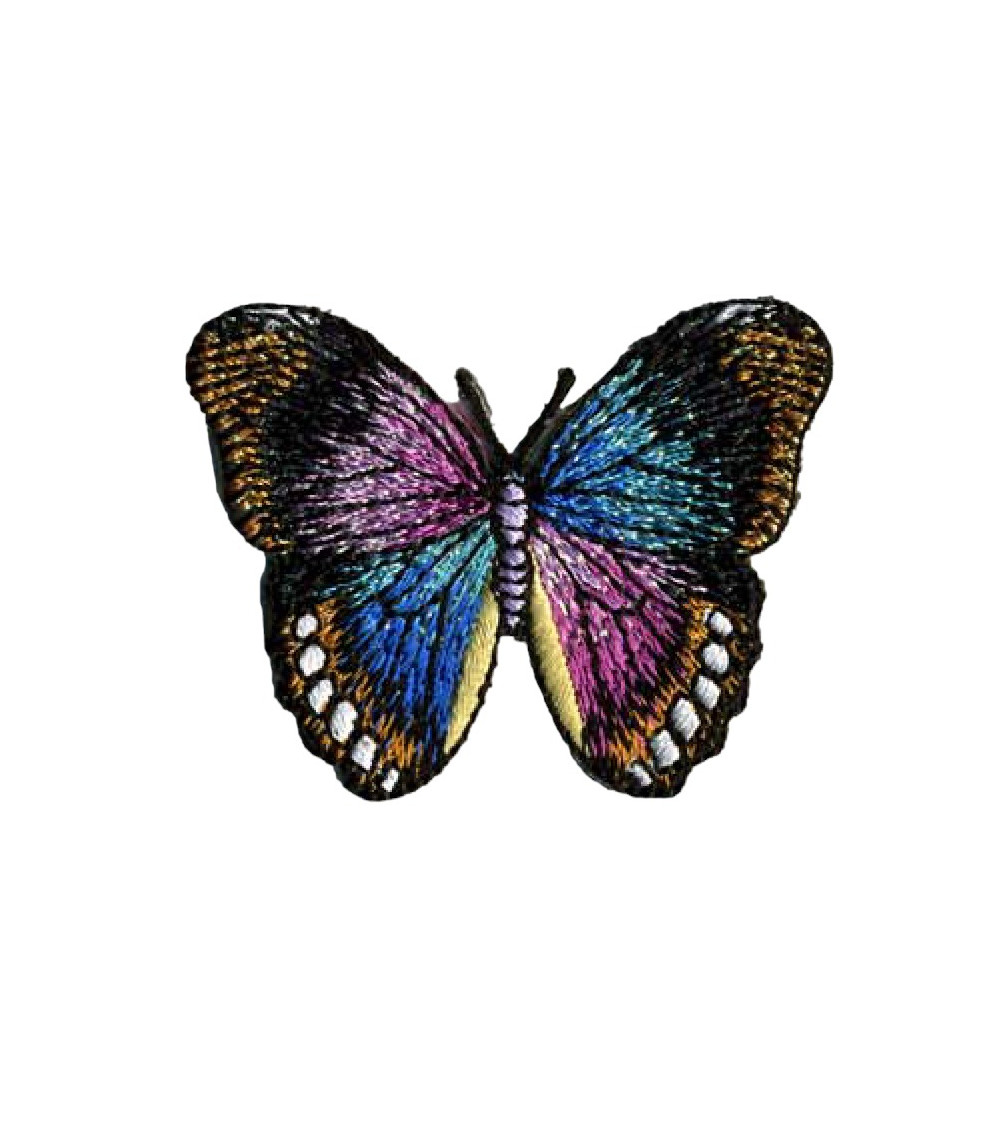 Black butterfly iron-on patch