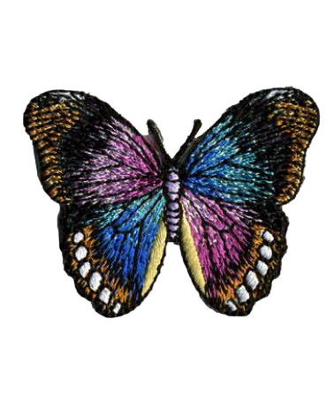 Black butterfly iron-on patch