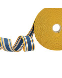 Dreifarbig gestreiftes Gurtband, 30 mm, blau, orange, weiß, pro Meter