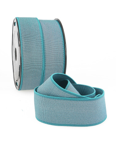 40mm duck blue metal elastic by the meter