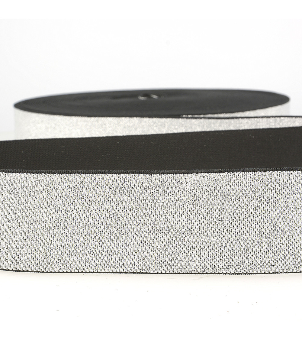 Metal elastic 40mm silver per meter