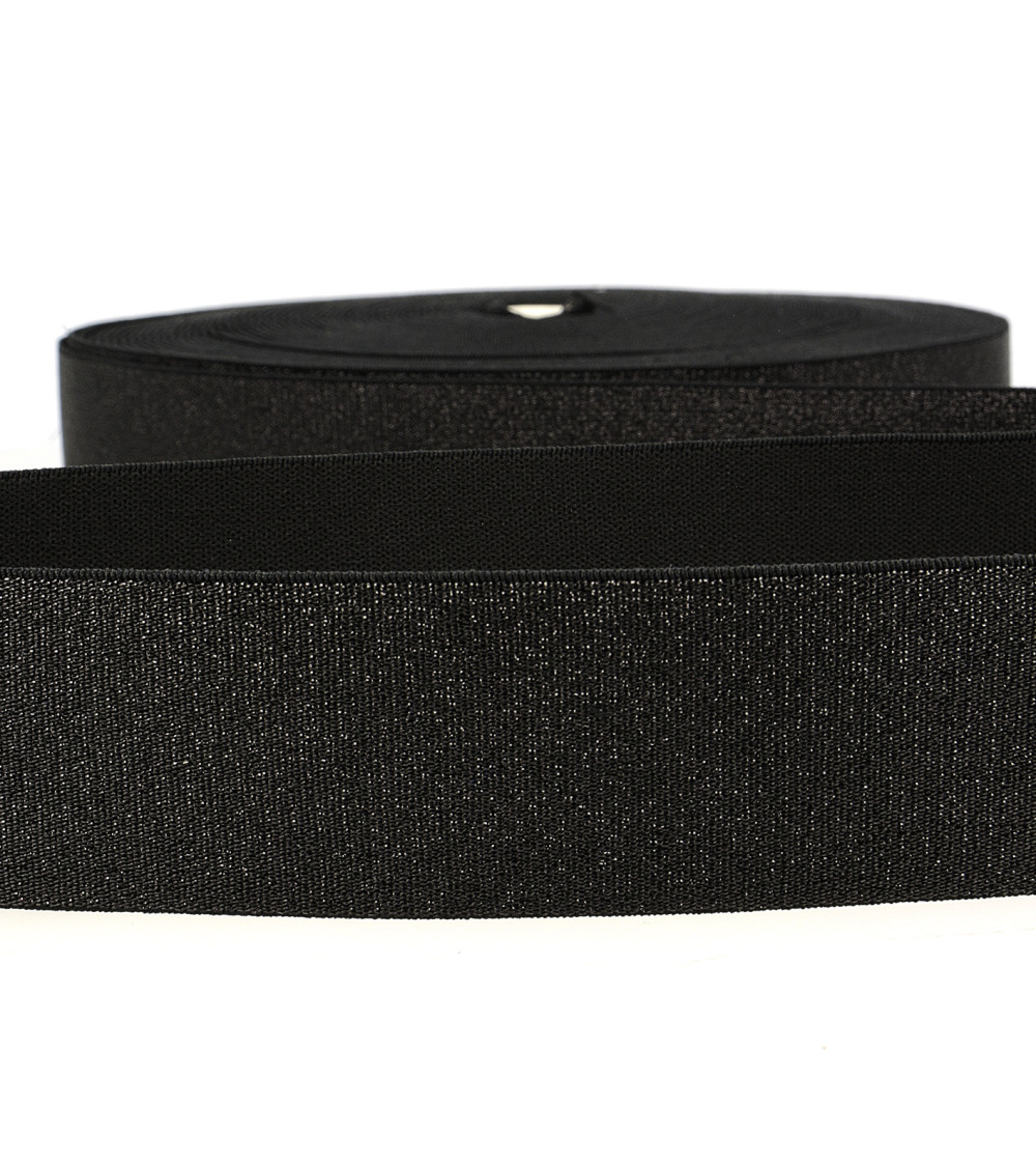 40mm black metal elastic by the meter