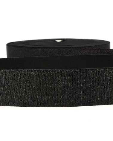 40mm black metal elastic by the meter