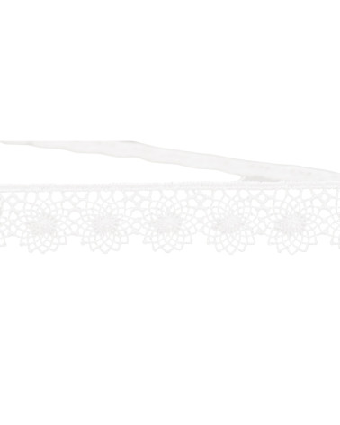 Tulle brodé 16mm blanc au mètre