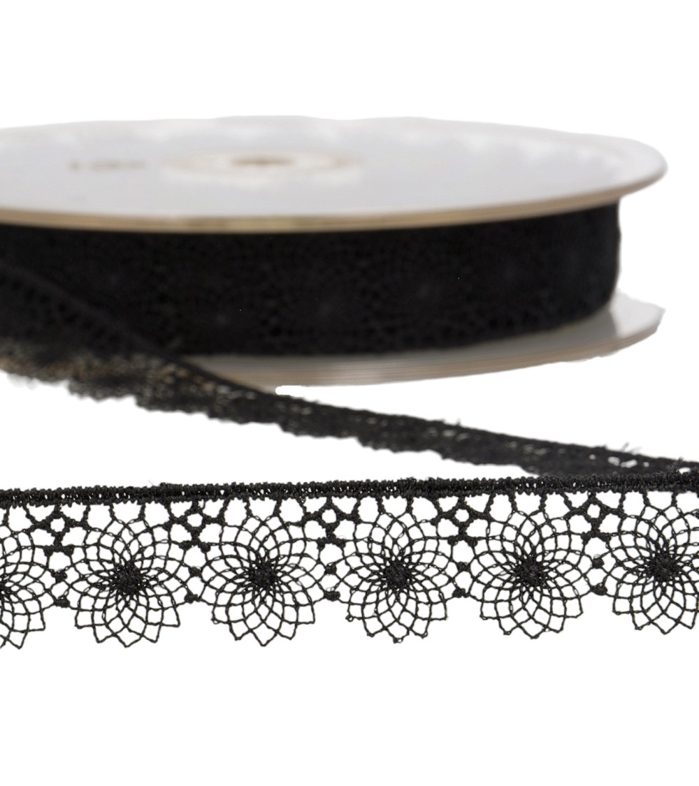 Embroidered tulle 16mm black per meter