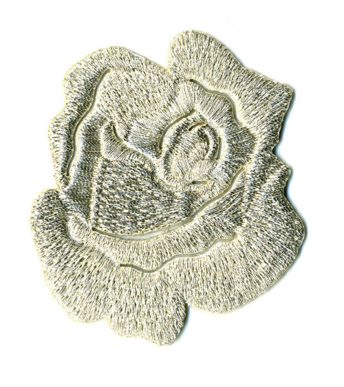 Rose silver iron-on patch - lurex