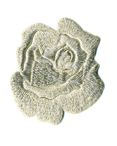 Rose silver iron-on patch - lurex