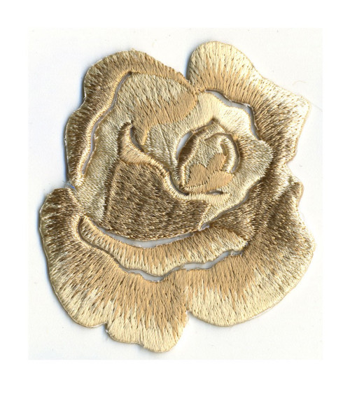 Beige rose iron-on patch