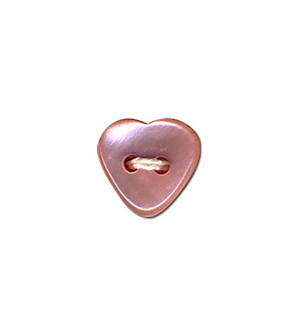 Bouton coeur 12mm rose bonbon