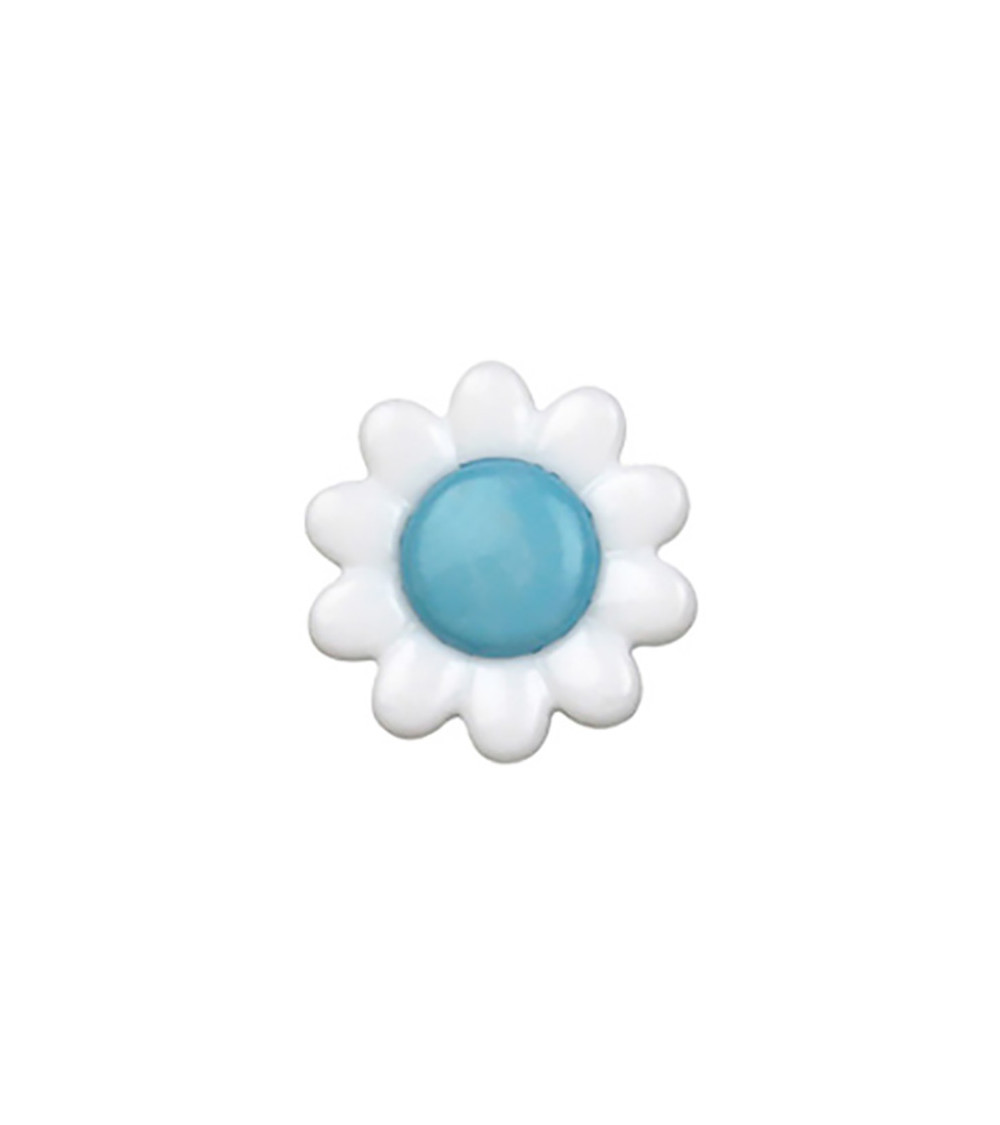 Bouton marguerite 15mm bleu ciel