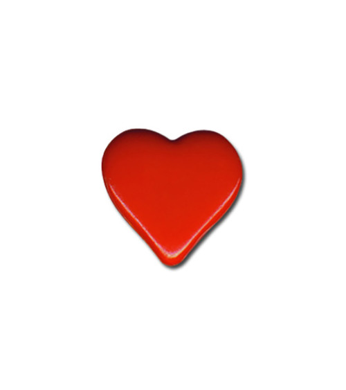 Heart shank button 15mm red