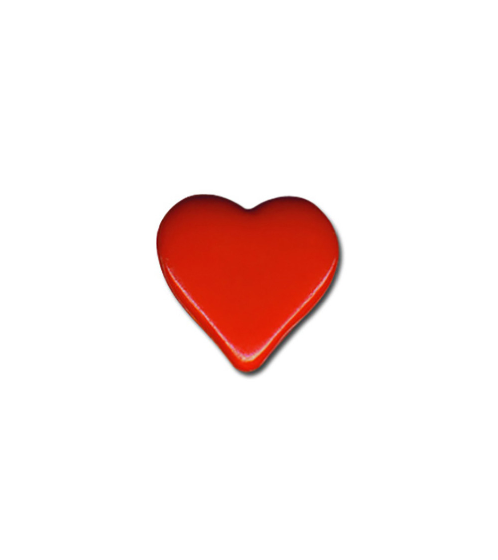 Heart shank button 15mm red