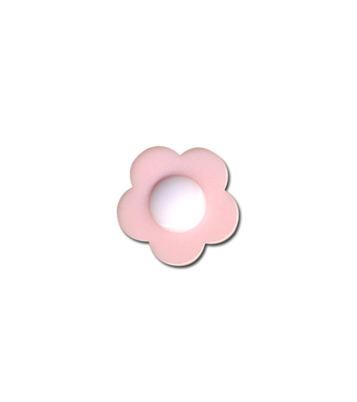 Bouton fleur coeur blanc 14mm rose layette