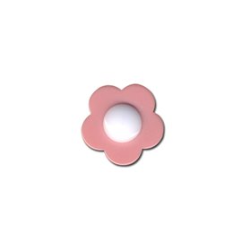 Bouton fleur coeur blanc 14mm fuchsia