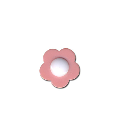 Bouton fleur coeur blanc 14mm fuchsia