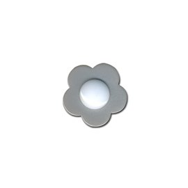 Bouton fleur coeur blanc 14mm gris