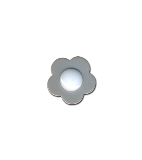 Bouton fleur coeur blanc 14mm gris