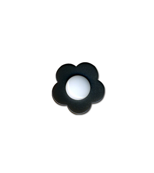 Bouton fleur coeur blanc 14mm noir