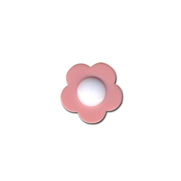 Bouton fleur coeur blanc 18mm fuchsia