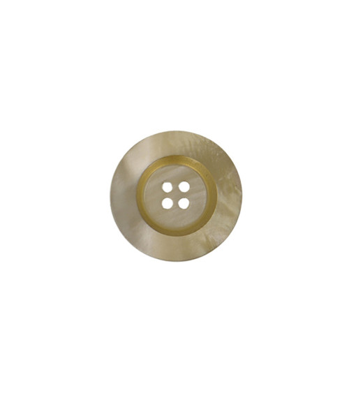 Bouton rond 4 trous 15mm beige/or