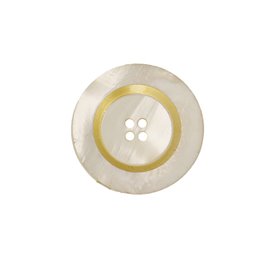 Bouton rond 4 trous 20mm ecru/or