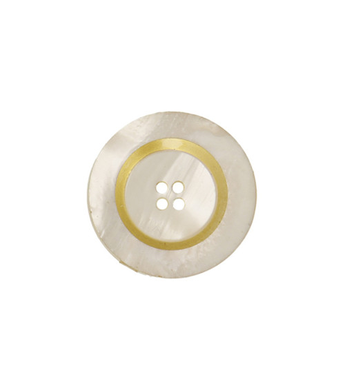 Bouton rond 4 trous 23mm ecru/or