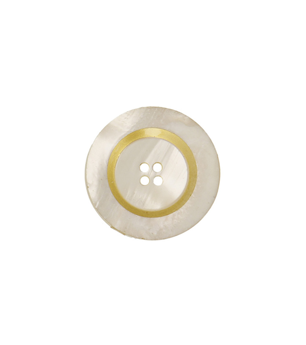 Bouton rond 4 trous 23mm ecru/or