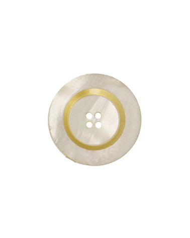Runder Knopf 4 Löcher 23mm Ecru/Gold
