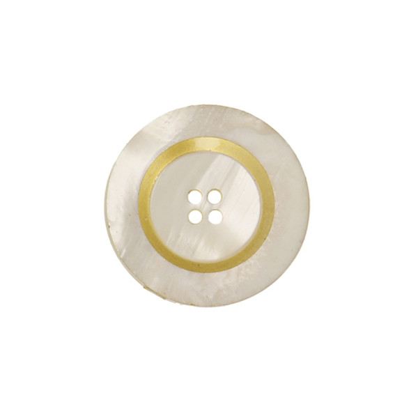 Bouton rond 4 trous 28mm ecru/or