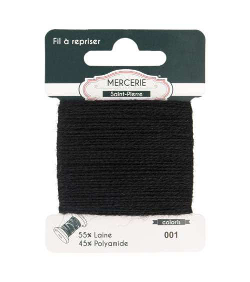 Wool darning thread 15m black