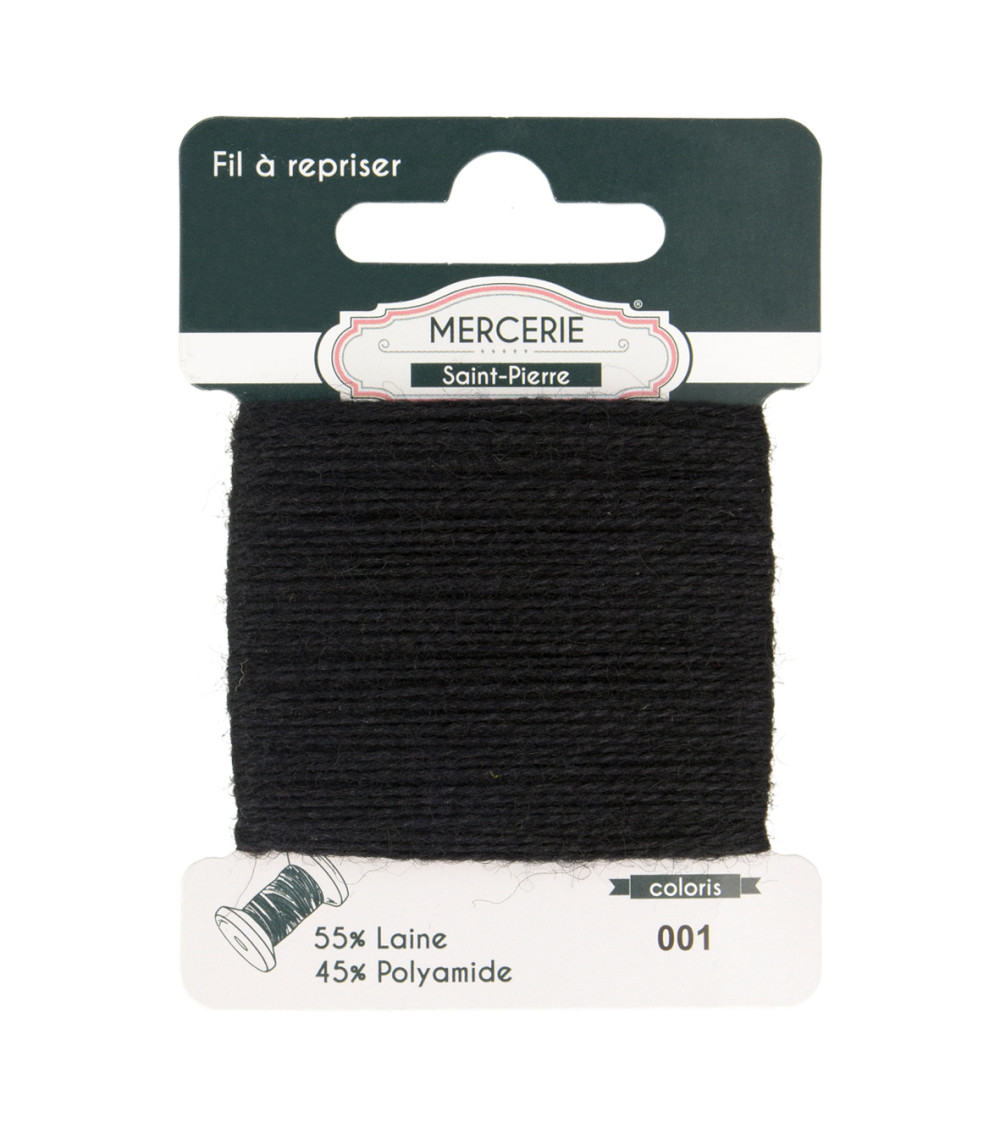 Wool darning thread 15m black